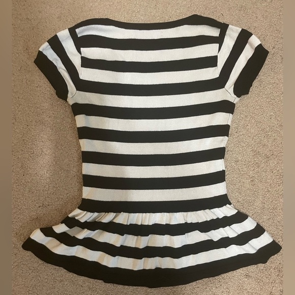 Express black and white striped peplum top size small - Picture 4 of 6